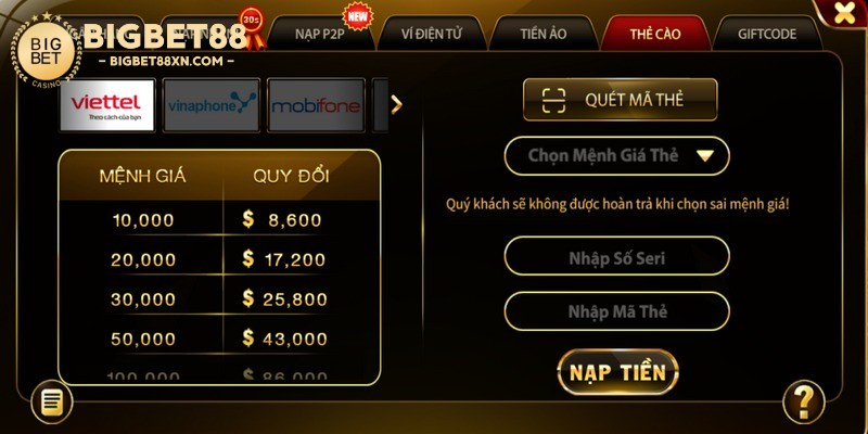 Cổng game còn hỗ trợ rất nhiều phương thức nạp rút phổ biến